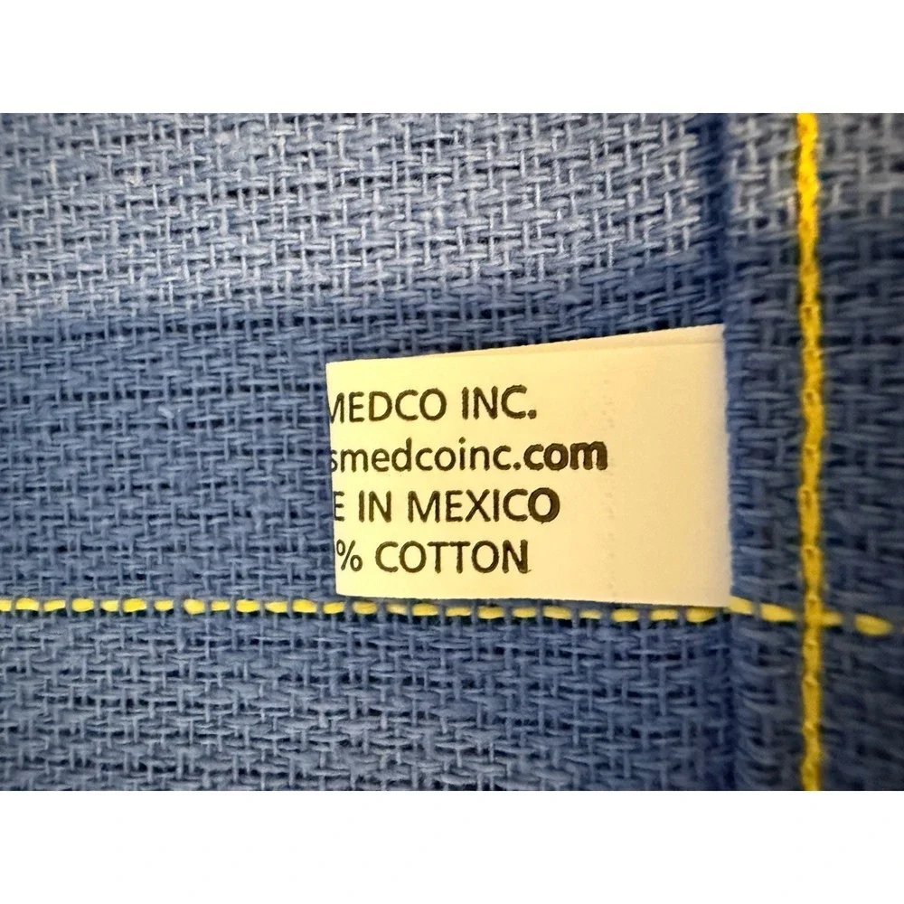Vintage Set of 5 Blue Waffle Weave Cotton Dinner Napkins Made in Mexico 29x15